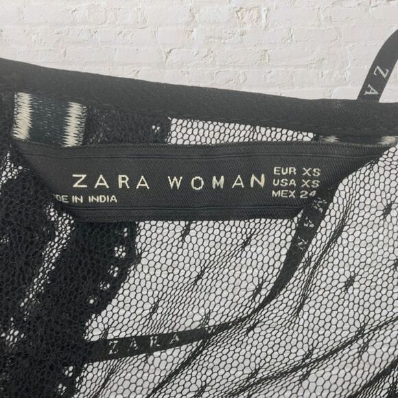Zara Black Embroidered Lace Top XS - Picture 13 of 13